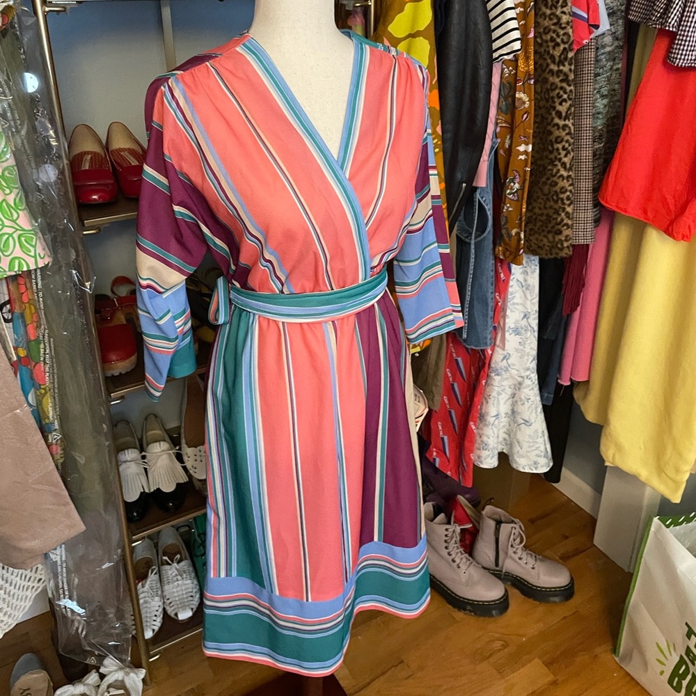 Deadstock Striped Vintage Dress - Size Small - Picture 2 of 9